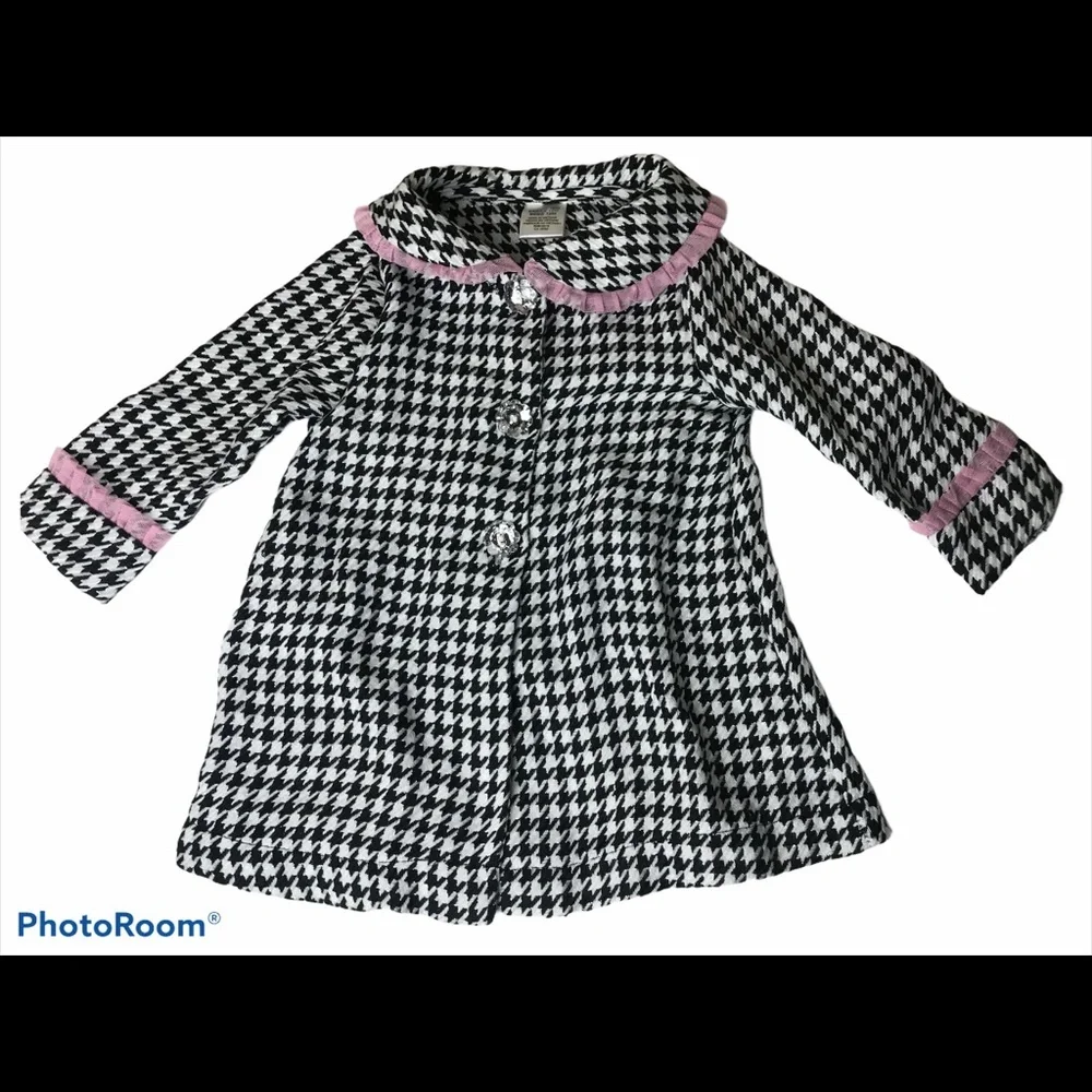 Youngland Dress & Matching Jacket 12M Black White Pink Bling Tulle Ribbon